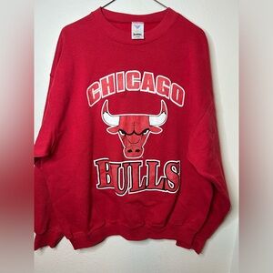 Vintage 90s Jostens Chicago Bulls Sweatshirt XL  USA Made Spellout Red